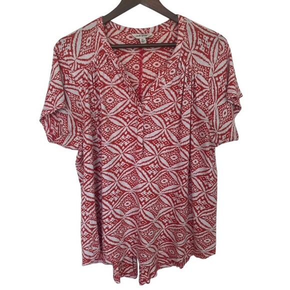 Lucky Brand Tops - Lucky Brand Burnt Orange and Off-White Blouse - XL